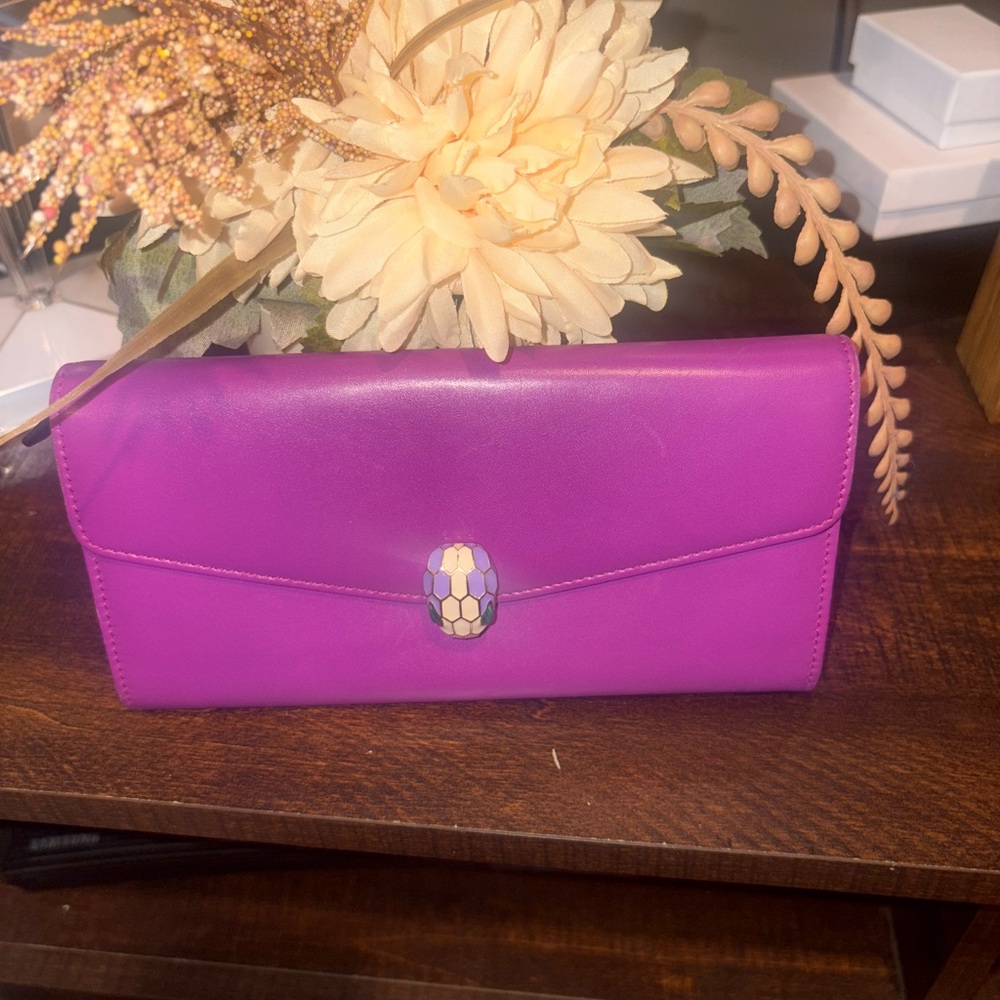 Bvlgari Fuschia Leather Clutch